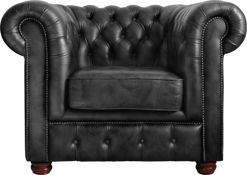 Classic Black Leather Armchair Cutout